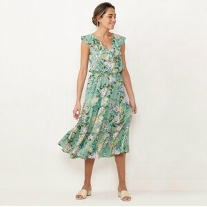 Floral Green Sleeveless Dress